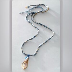 NWT- Free People X Ariana Ost , The Era Strand Necklace, Blue/White/Shell - NEW!